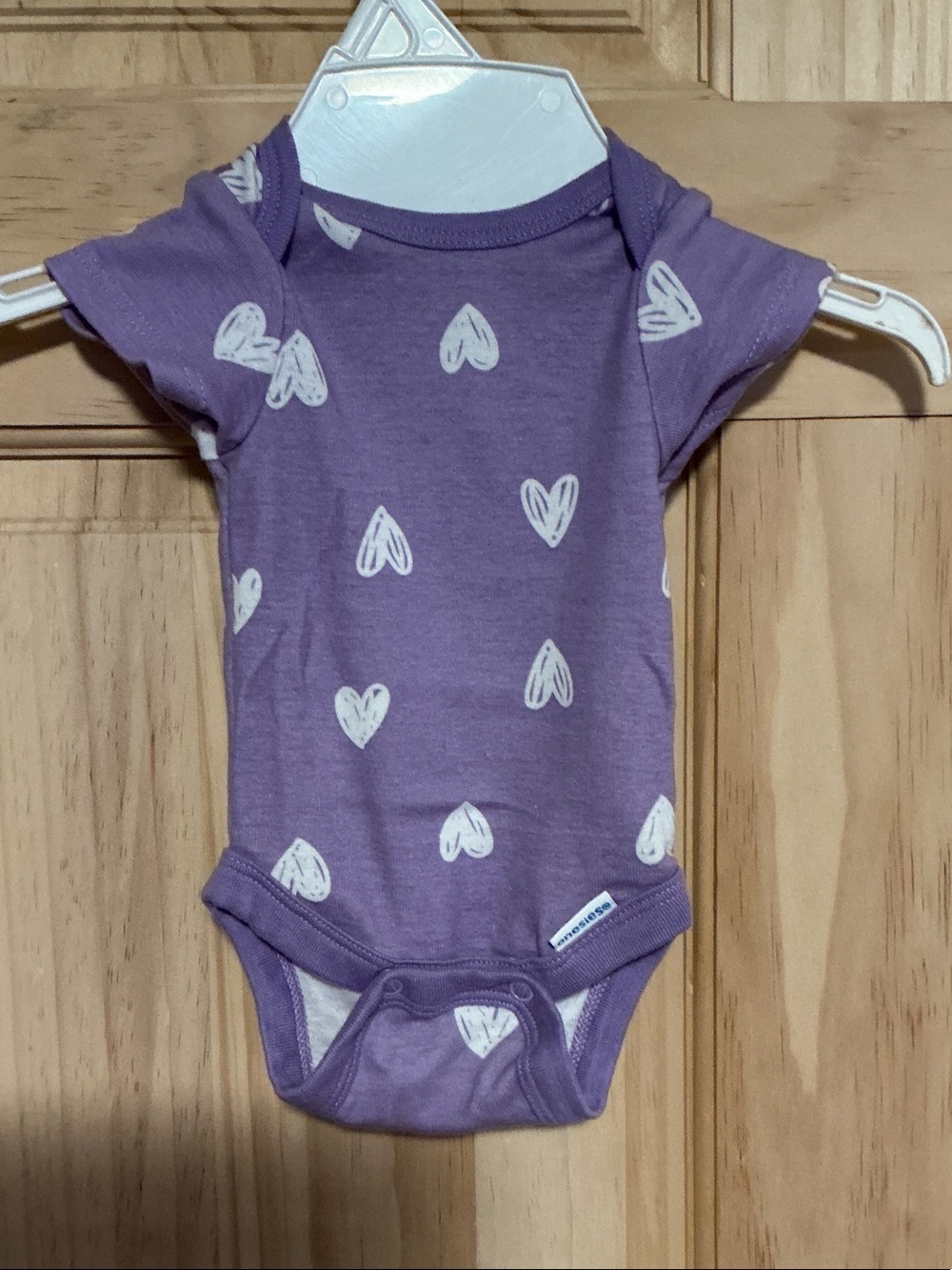 Purple Heart-Print Baby Bodysuit - Soft Cotton